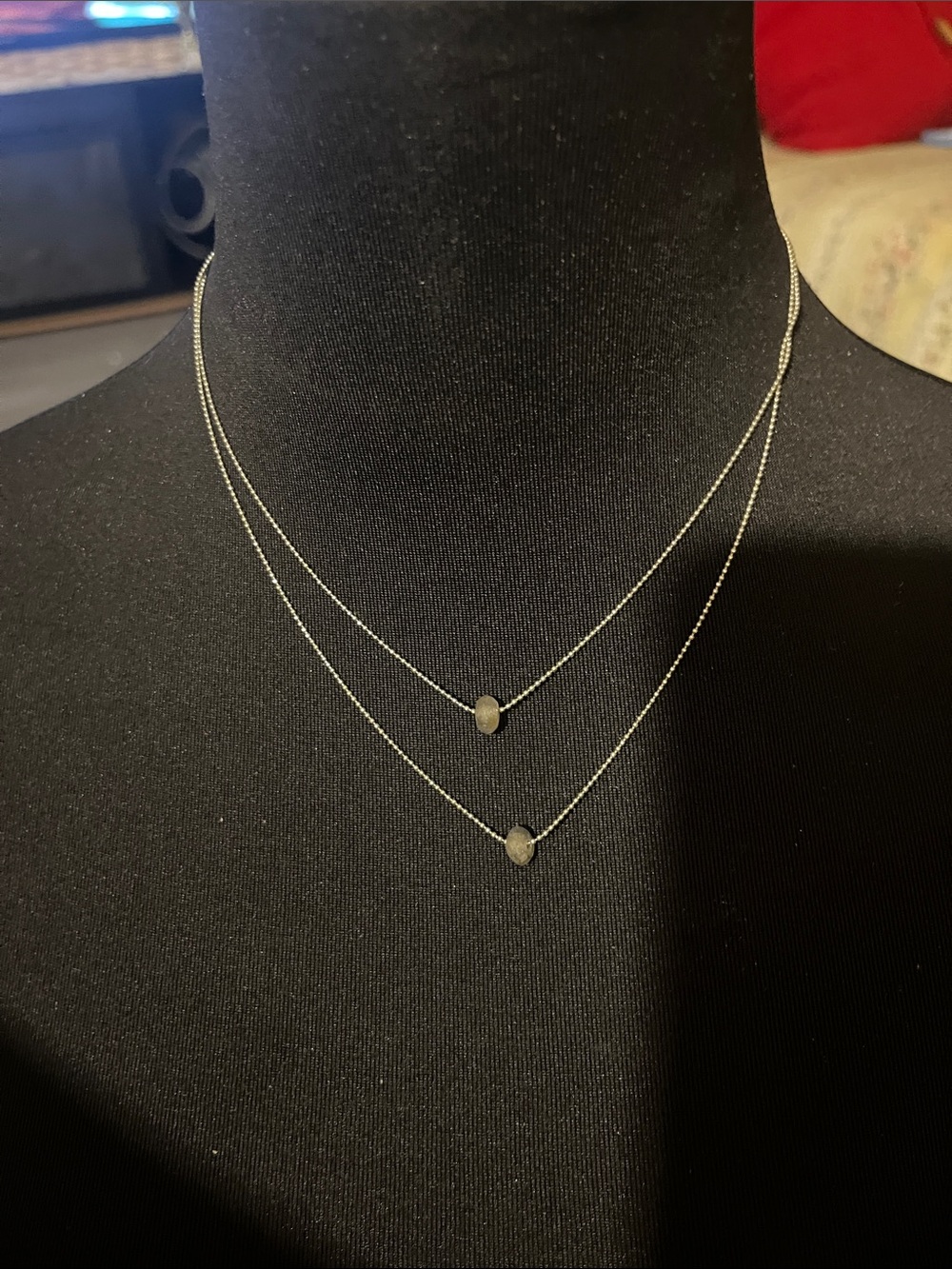 Delicate Double-Layer SilverTONE  Disc Necklace - Minimalist Women Jewelry